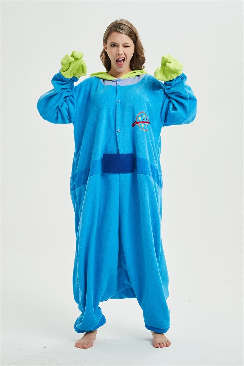 Monster Alien Onesie Three Eye Green Men Kigurumis Anime Pajama Unisex Festival Party Suit Adult Home Sleepwear Funny Outfit