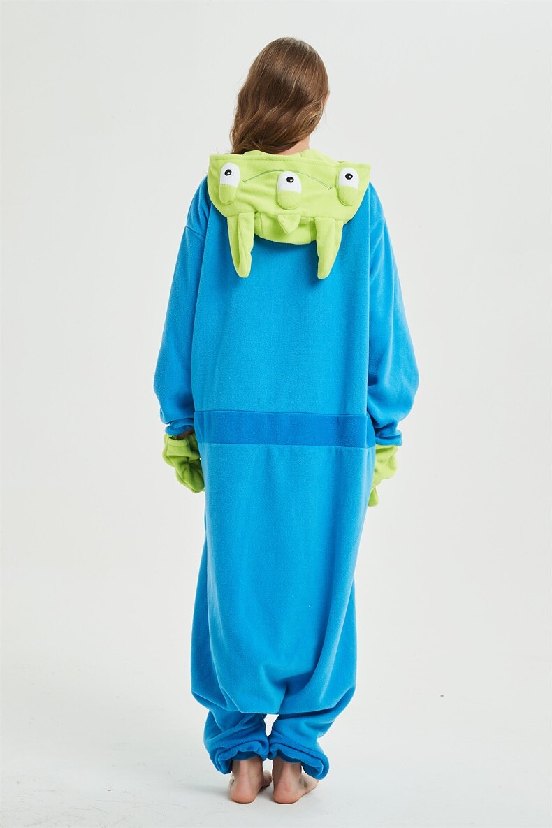 Monster Alien Onesie Three Eye Green Men Kigurumis Anime Pajama Unisex Festival Party Suit Adult Home Sleepwear Funny Outfit