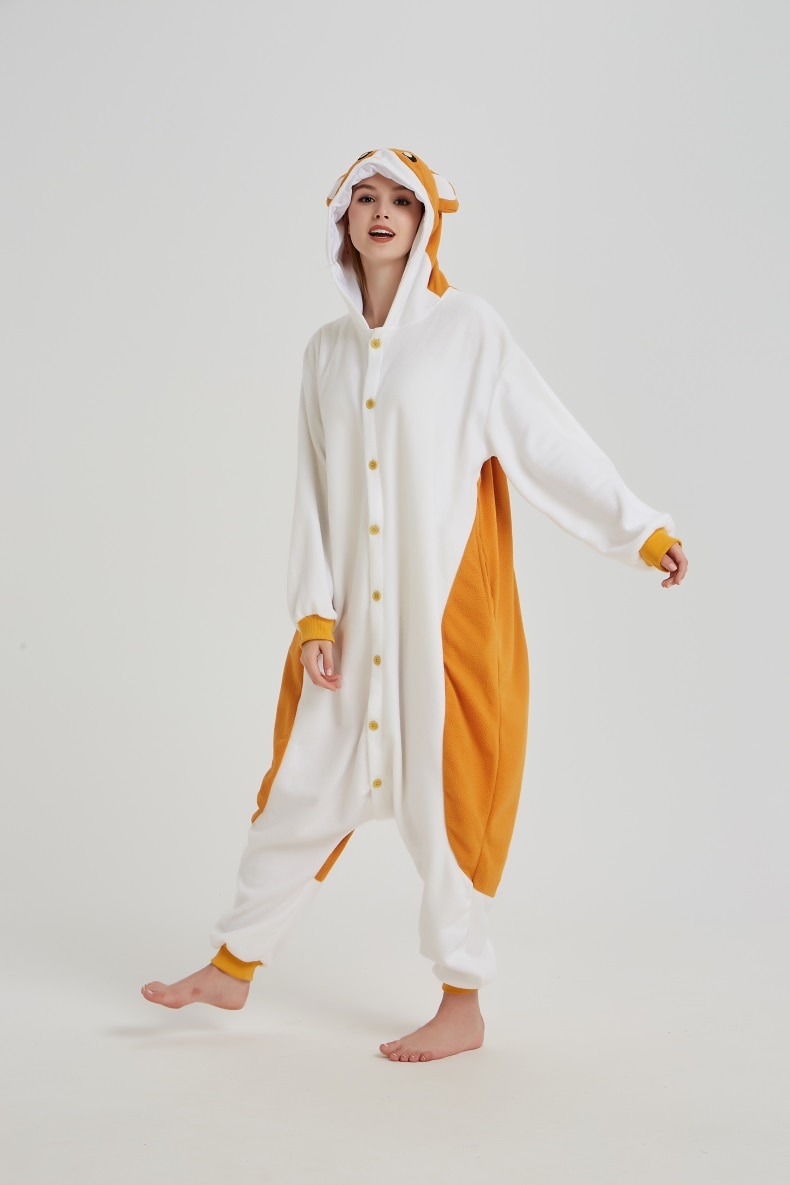 Hamster Kigurumis Unisex Onesie Animal Mouse Pajama Yellow White Loose Overalls Polar Fleece Cute Jumpsuit Festival Gift