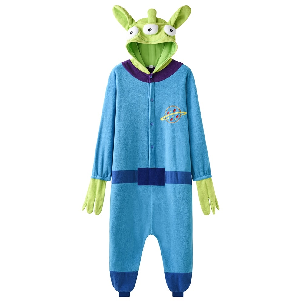 Anime Alien Onesies Men Pajama Blue Monster Kigurumis Cute Warm Winter Overalls Halloween Suit Loose Style Adult Unisex