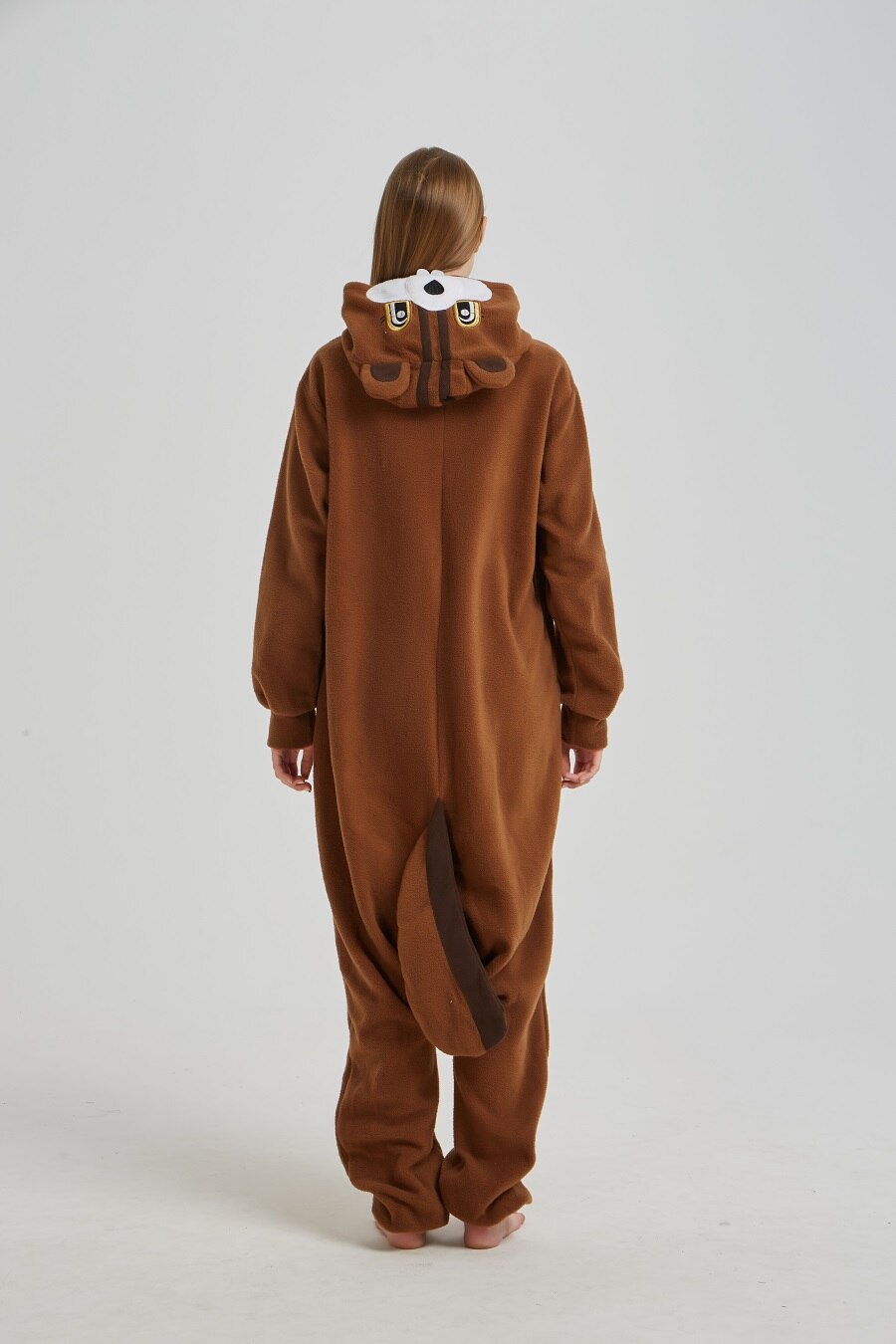 Unisex Squirrel Kigurumis Women Onesies Adult Winter Pajama Funny Jumpsuit Brown Polar Fleece Animal Overalls Halloween Suit