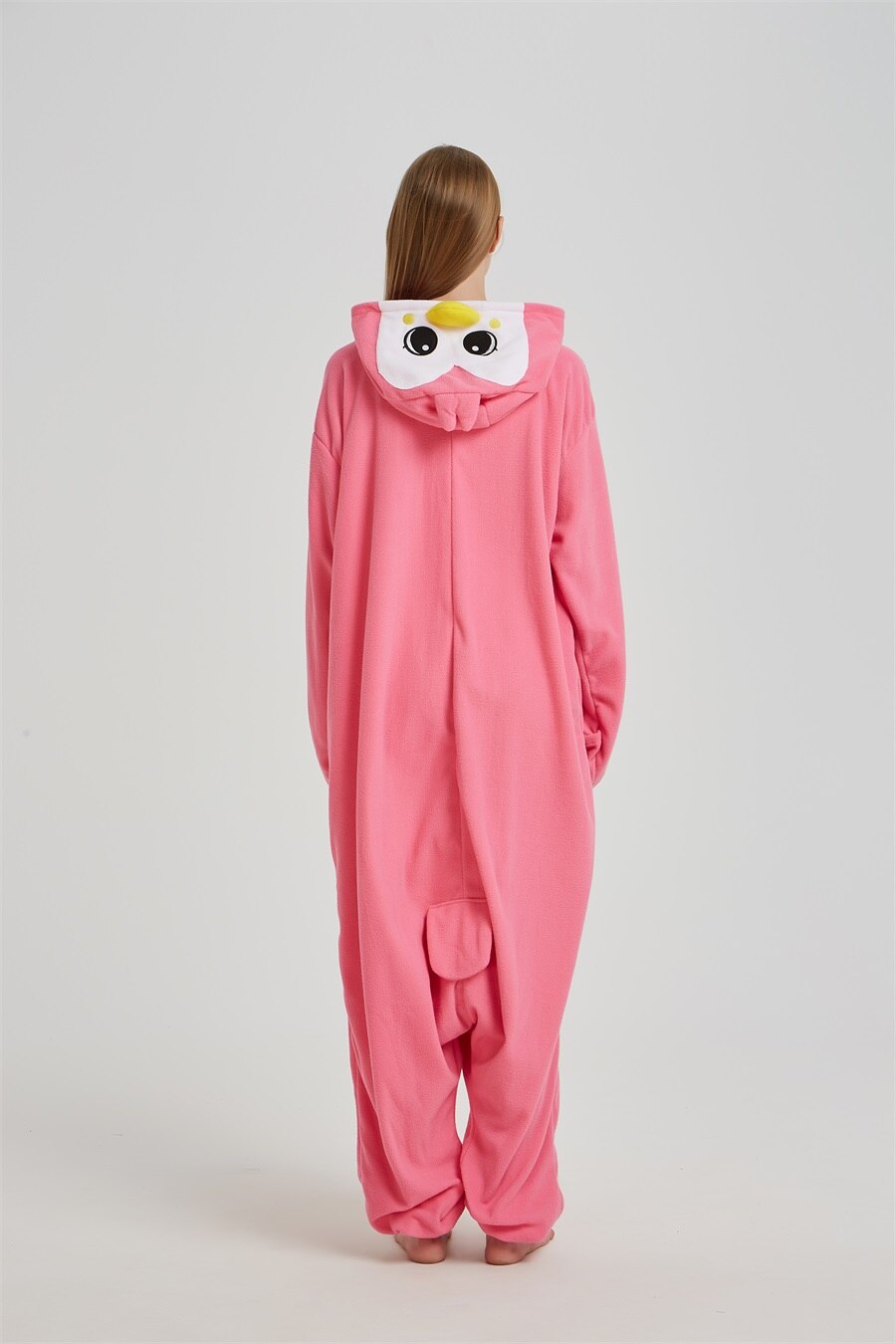 Unisex Penguin Kigurumis Women Pink Onesies Adult Winter Pajama Cute Jumpsuit Polar Fleece Animal Overalls Halloween Suit