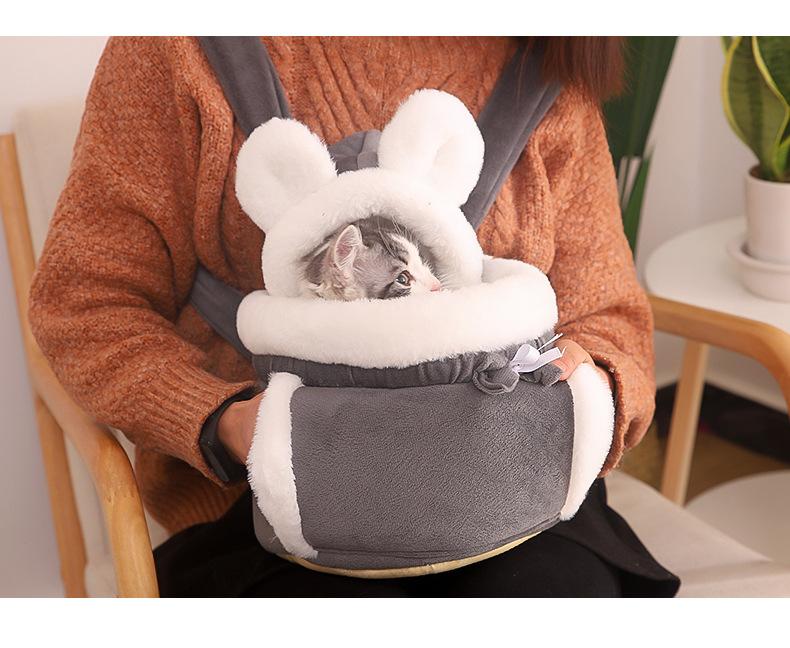 Lovely Pet Carrying Dog Cat Carrier Backpack Warn Plush Travel Bag Chest Pack Breathable Cat Animal Transport Backpack
