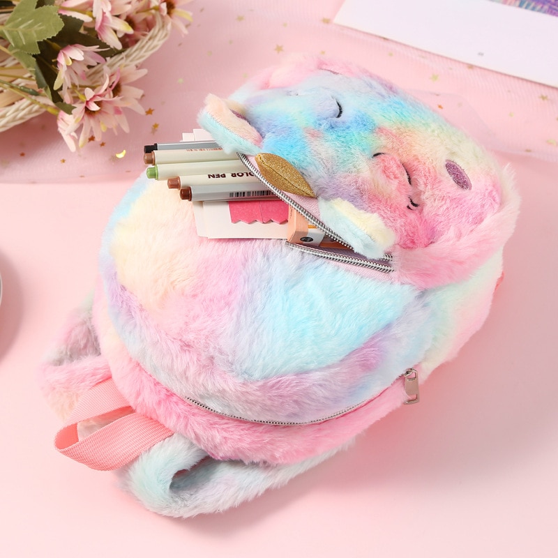 Unicorn Plush Backpack Girl Leisure 22*20*12Cm 150G