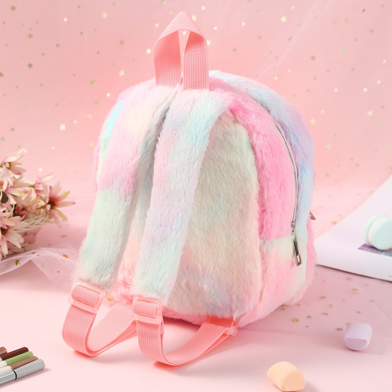 Unicorn Plush Backpack Girl Leisure 22*20*12Cm 150G