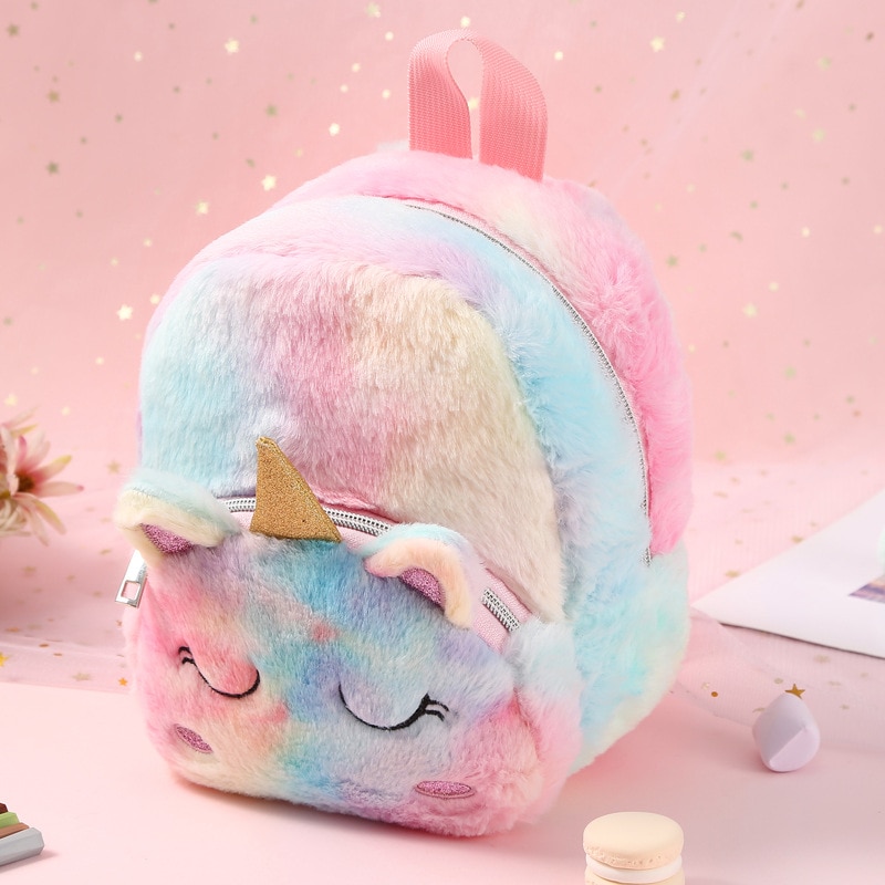 Unicorn Plush Backpack Girl Leisure 22*20*12Cm 150G