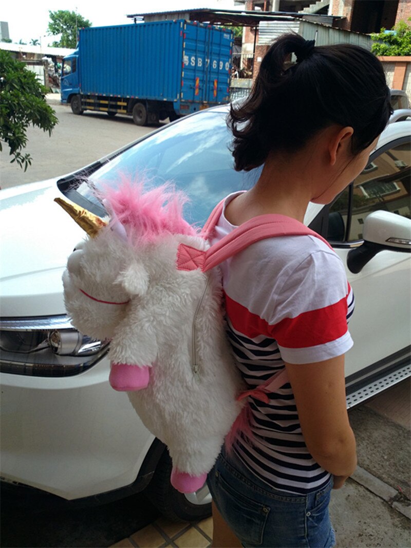 45cm And 60cm Fluffy Unicorn Plush Backpack Bag Animal Soft Stuffed Plush Shoulders Bag