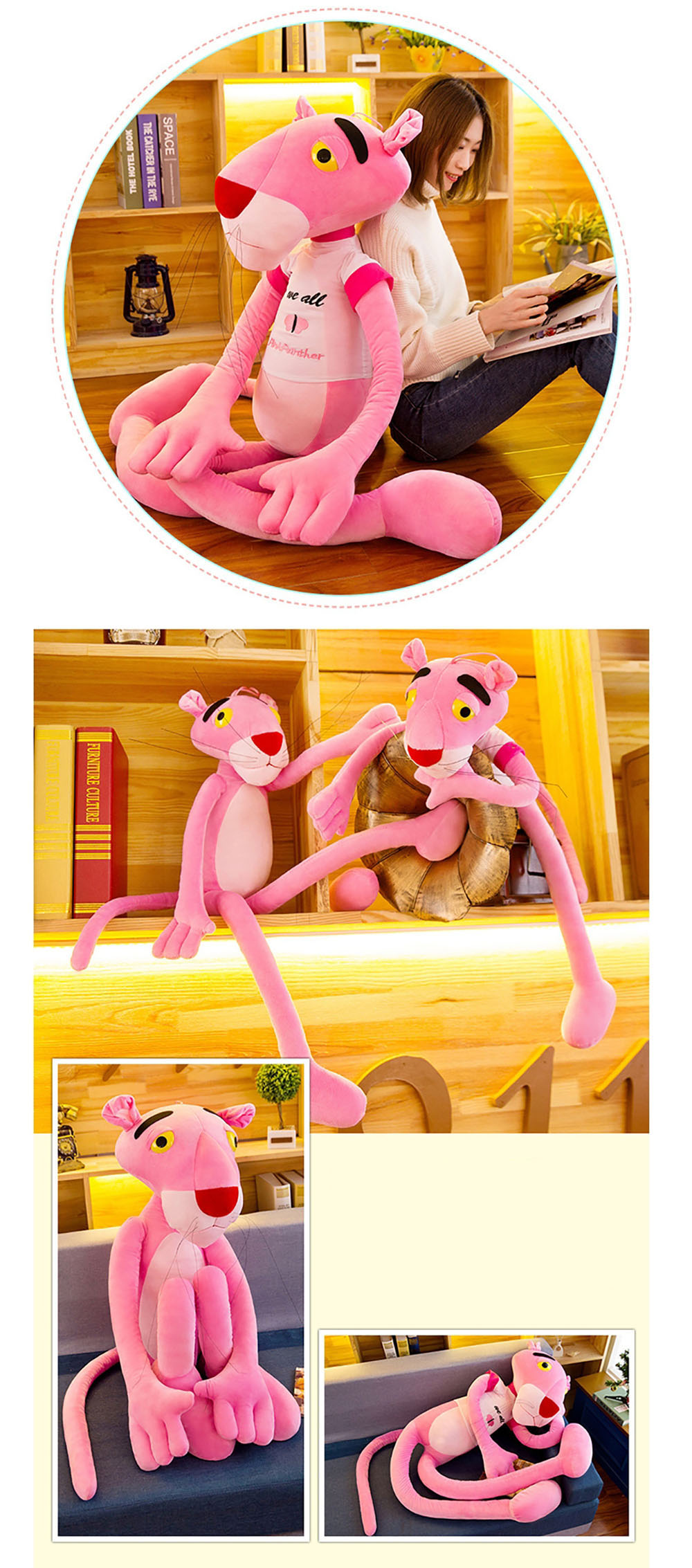 New 60-180 cm Cute Plush Pink Panther Soft Children Toys Animal Doll Baby Kids Children Birthday Gift 1 pcs