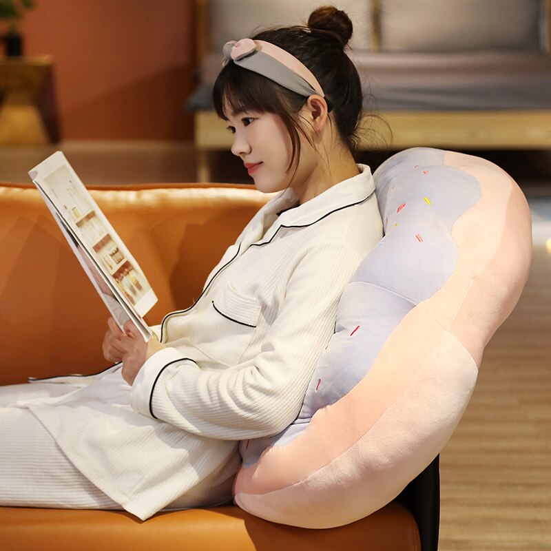 45/70cm Kawaii Plush Donuts Pillow Cartoon Simulation Food Plush Toy Doll Chair Sofa Cushion Floor Mat Gift for Lovers Children