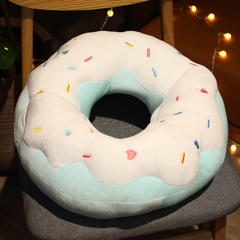 45/70cm Kawaii Plush Donuts Pillow Cartoon Simulation Food Plush Toy Doll Chair Sofa Cushion Floor Mat Gift for Lovers Children