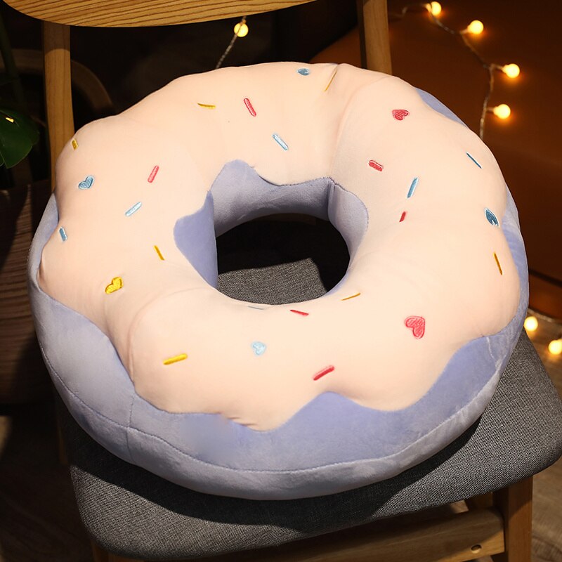 45/70cm Kawaii Plush Donuts Pillow Cartoon Simulation Food Plush Toy Doll Chair Sofa Cushion Floor Mat Gift for Lovers Children