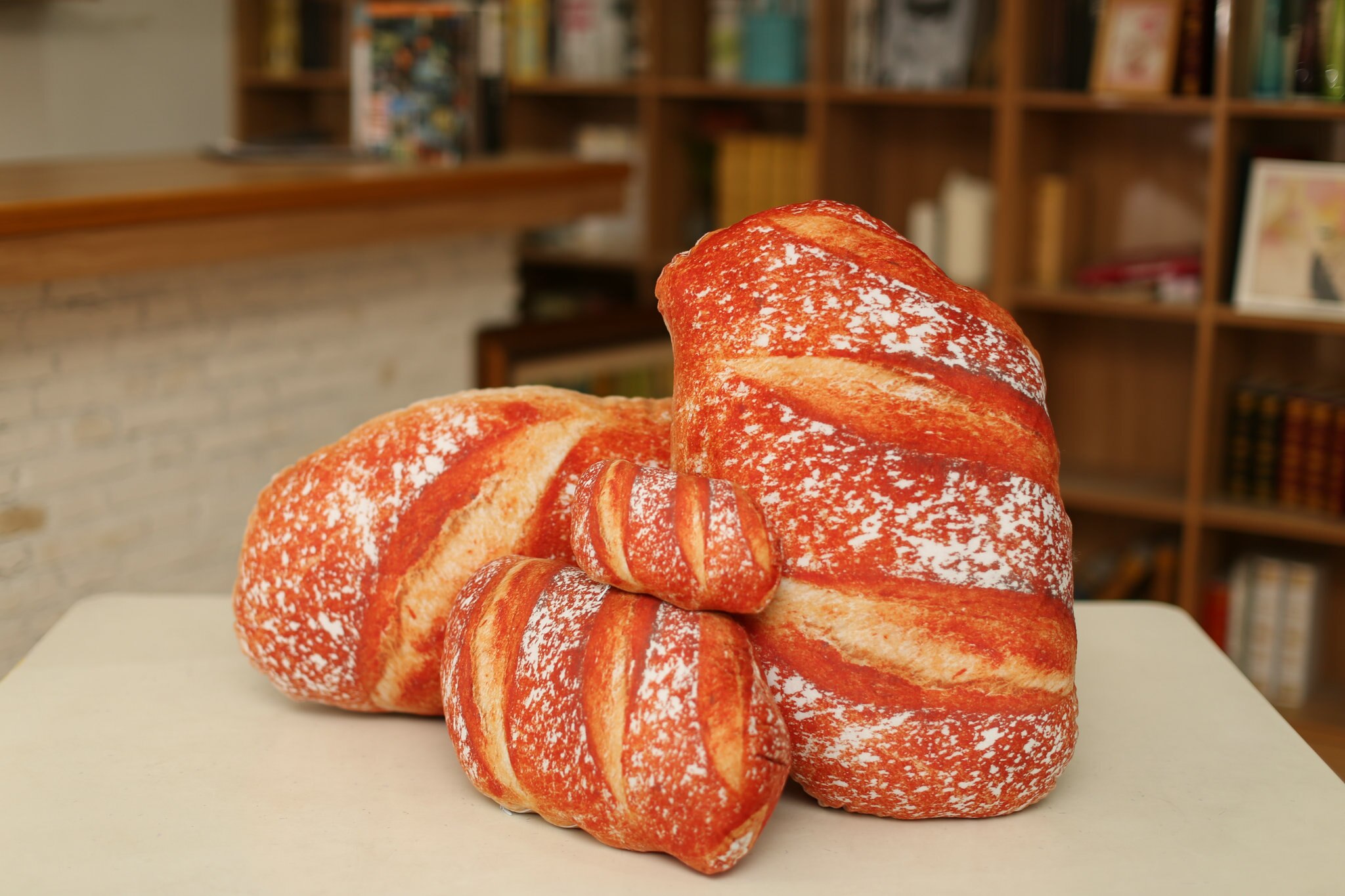 20-60cm Simulation 3D Bread Pillow Butter Sesame Cakes Sofa Pillows Stuffed Soft Food Doll Toy for Kids Room Gift Decoatives