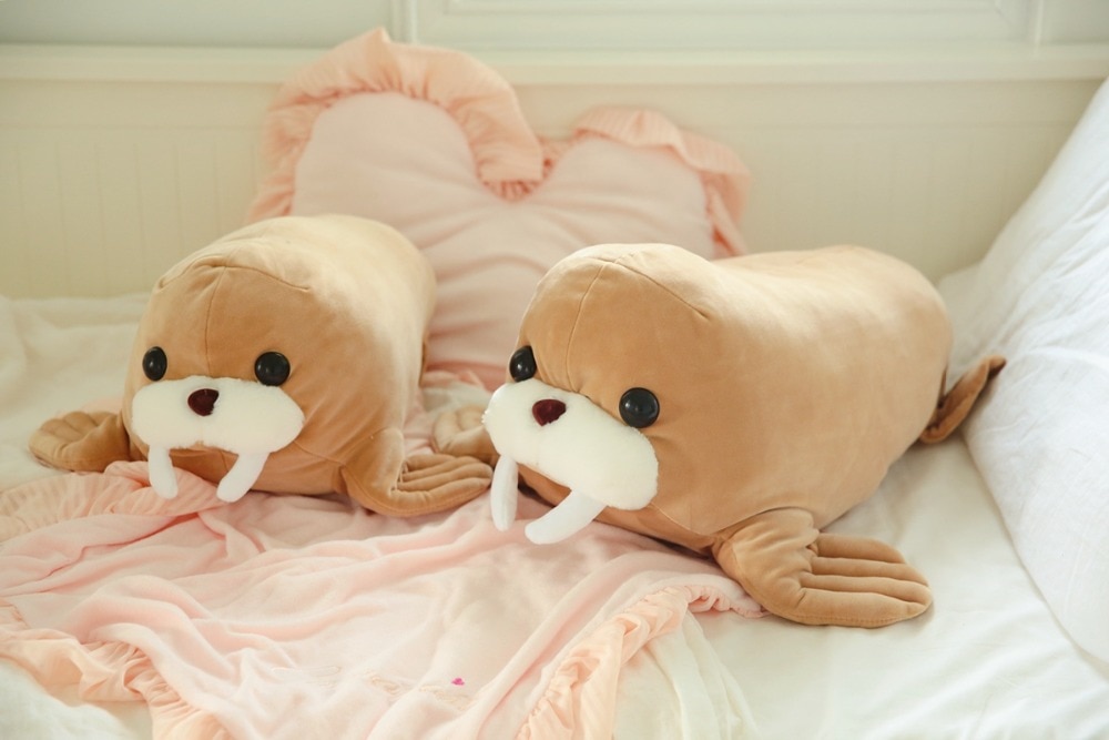 Babiqu 1pc 45/55cm Kawaii Walrus Plush Pillow Lying Animal Sea Lion Doll Simulation Morse Toys Stuffed Baby Kids Birthday Gift