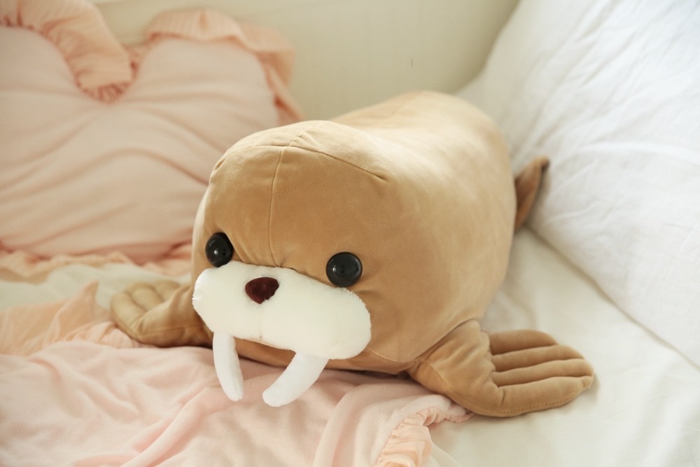 Babiqu 1pc 45/55cm Kawaii Walrus Plush Pillow Lying Animal Sea Lion Doll Simulation Morse Toys Stuffed Baby Kids Birthday Gift