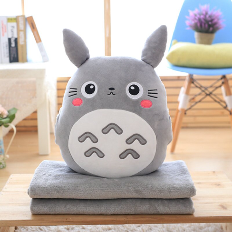 My Neighbor Totoro Anime Cat With Blanket Soft Stuffed Plush Pillow -   - World of plushies