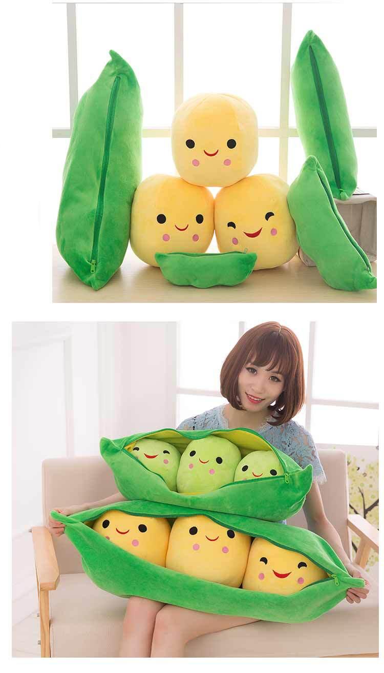 20-90cm Lovely Smile Peas Pod Creative plant pillow cushion plush fruit vegetables food Anti-stress girl hobby Children toy gift
