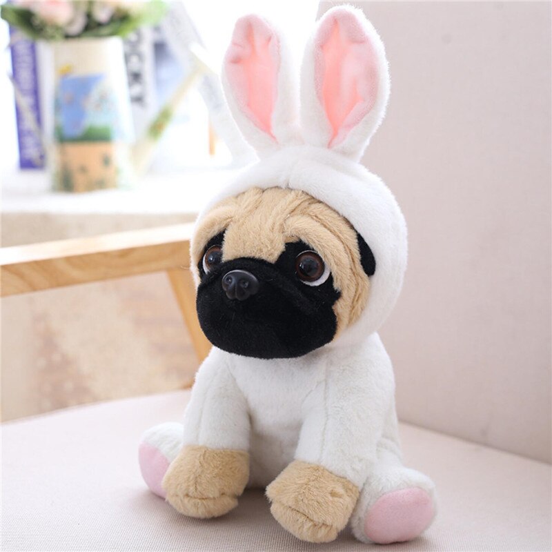 Pug Dog In Bunny Costume Soft Plush Toy
