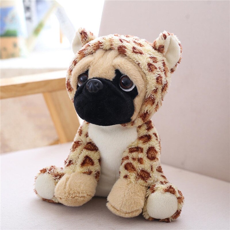 Pug Dog In Leopard Costume Soft Plush Toy