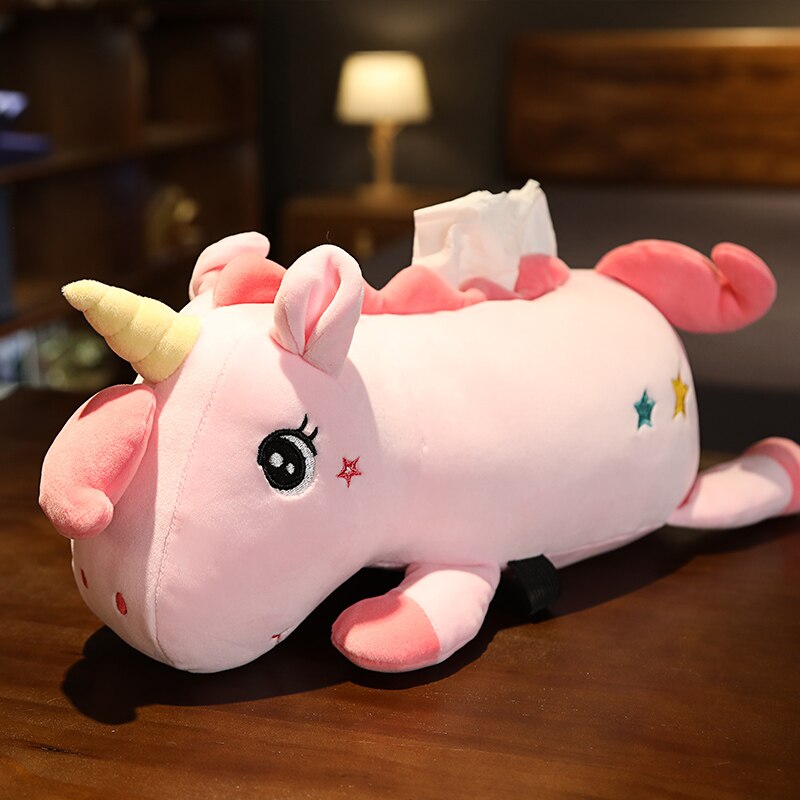 Kawaii Unicorn Car Pig Husky Cat Paper Towel Plush Animals Tissue Box Home Sofa Paper Tissue Holder Napkin Case Pouch Plushie