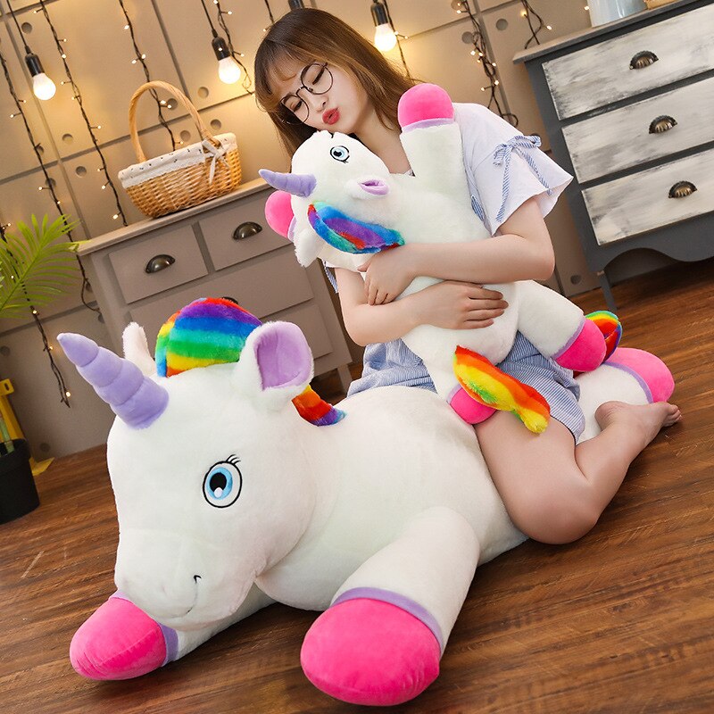 40-100cm Giant Size Rainbow Unicorn Plush Toy Soft Stuffed Cartoon Unicornio Dolls Animal Horse Christmas Gift for Drop Shiping