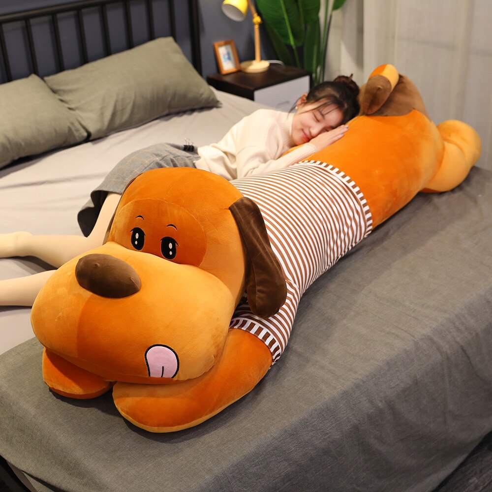 1m Cute Lying Prone Dog Plush Toy Stuffed Animal Doll Cartoon Puppy Soft Pillow Kids Baby Hug Doll Girl Birthday Christmas Gift