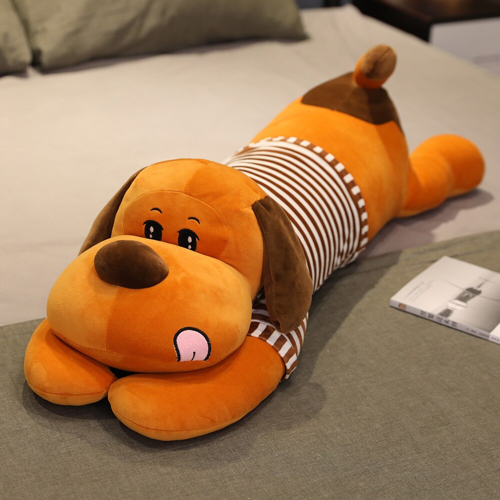 1m Cute Lying Prone Dog Plush Toy Stuffed Animal Doll Cartoon Puppy Soft Pillow Kids Baby Hug Doll Girl Birthday Christmas Gift