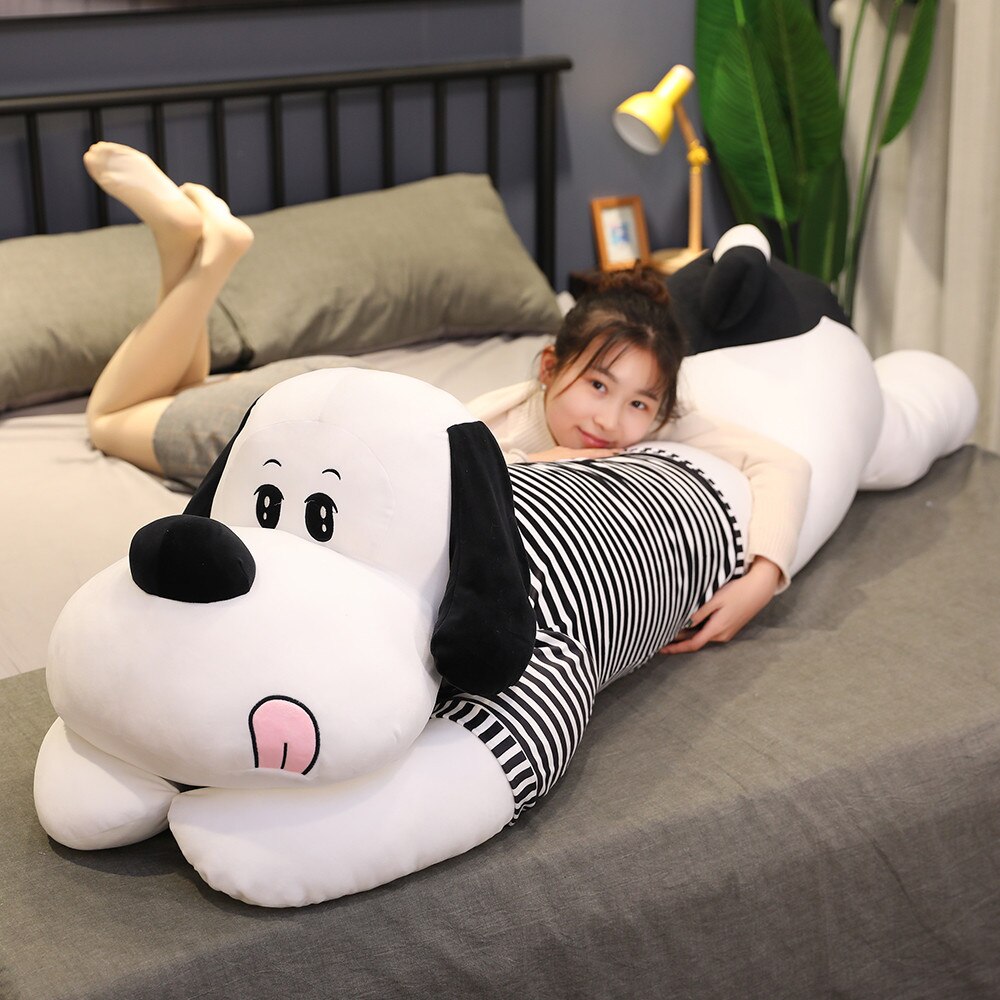 1m Cute Lying Prone Dog Plush Toy Stuffed Animal Doll Cartoon Puppy Soft Pillow Kids Baby Hug Doll Girl Birthday Christmas Gift