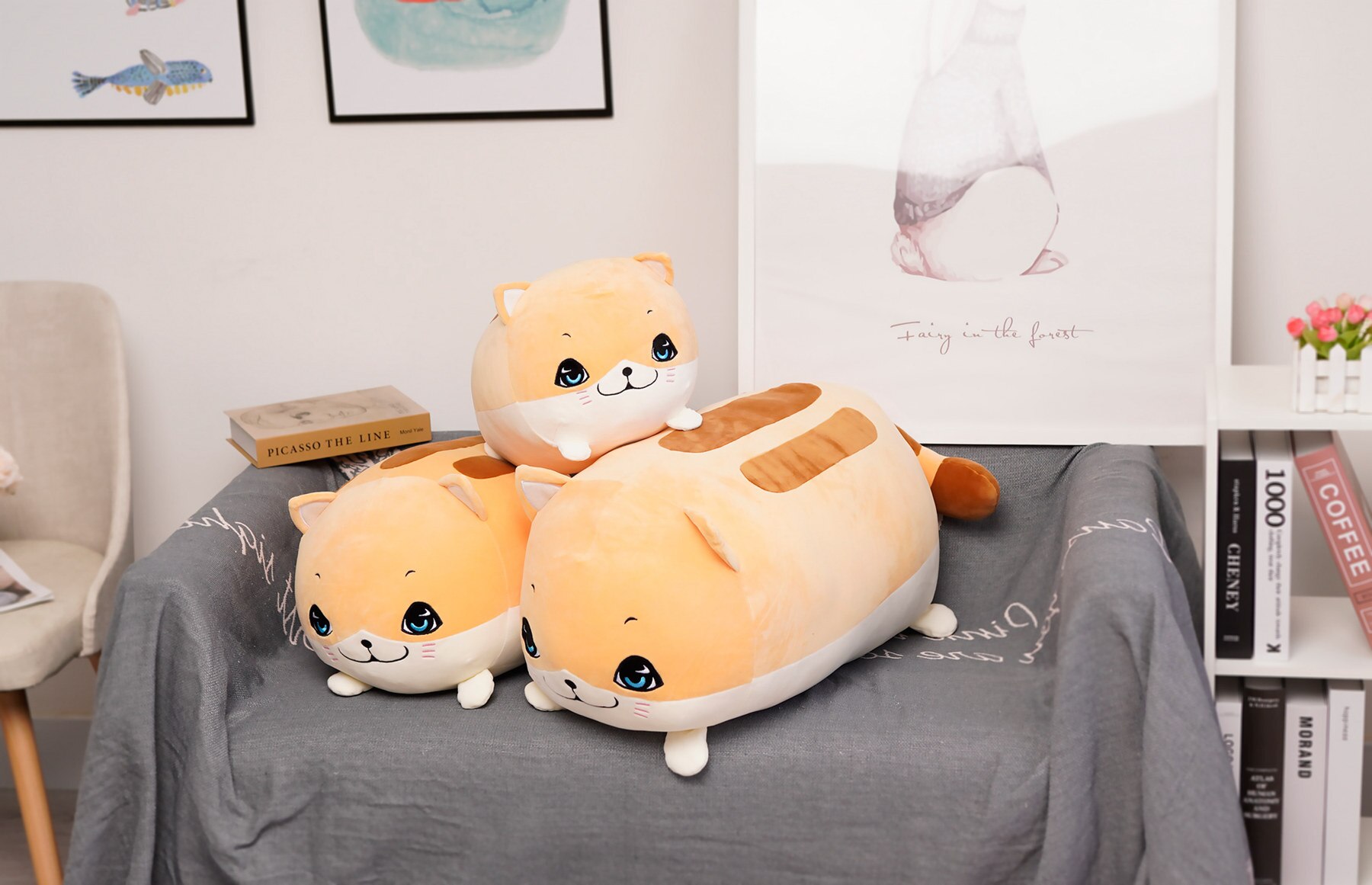 50/60cm Cute Stuffed Bread Cat Plush Toy Cartoon Animal Cat Doll Soft Office Lunch Break Nap Sleeping Pillow Cushion Girls Gift