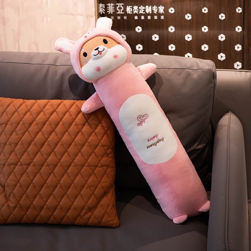 Cartoon Shiba Inu Turn to Pig Tiger Rabbit Totoro Plush Toys Stuffed Soft Animal Long Pillow Sleeping Cushion for Children Girls