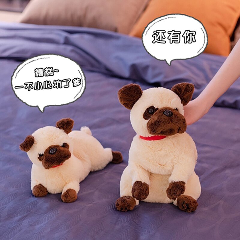 1pc 35cm Simulation Plush Pug Toys Stuffed Soft Animal Dolls Kawaii Dog Inside Particle Lovely Birthday Gift for Children Girls