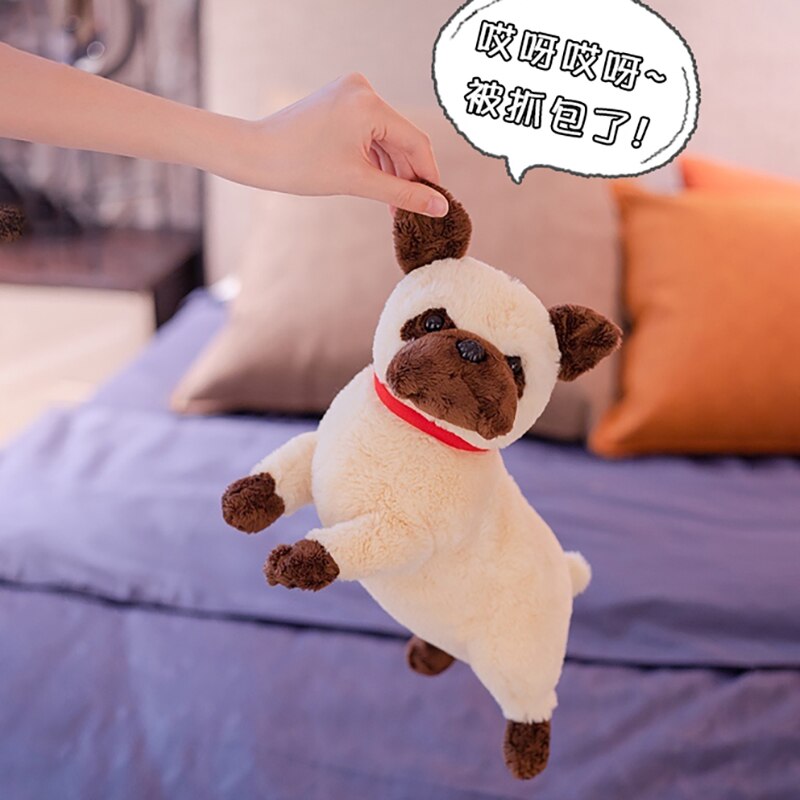 1pc 35cm Simulation Plush Pug Toys Stuffed Soft Animal Dolls Kawaii Dog Inside Particle Lovely Birthday Gift for Children Girls