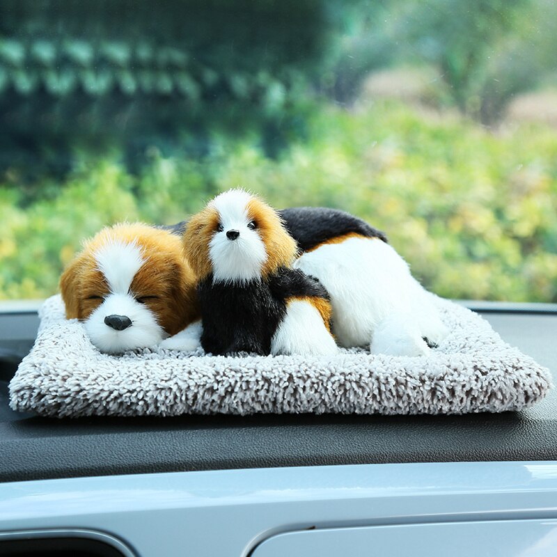 Car Ornament Plush Dogs Simulation Sleeping Dog Toy Dashboard