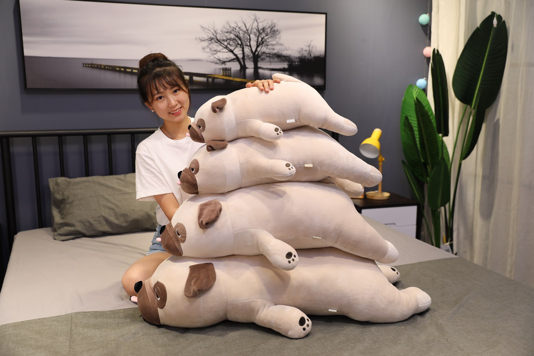 Hot 55-90cm Big Size New Cute Animal Kawaii Pug Dog Plush Toys Sleep Pillow Kids Birthday Gift Child Girl Xmas Valentine's