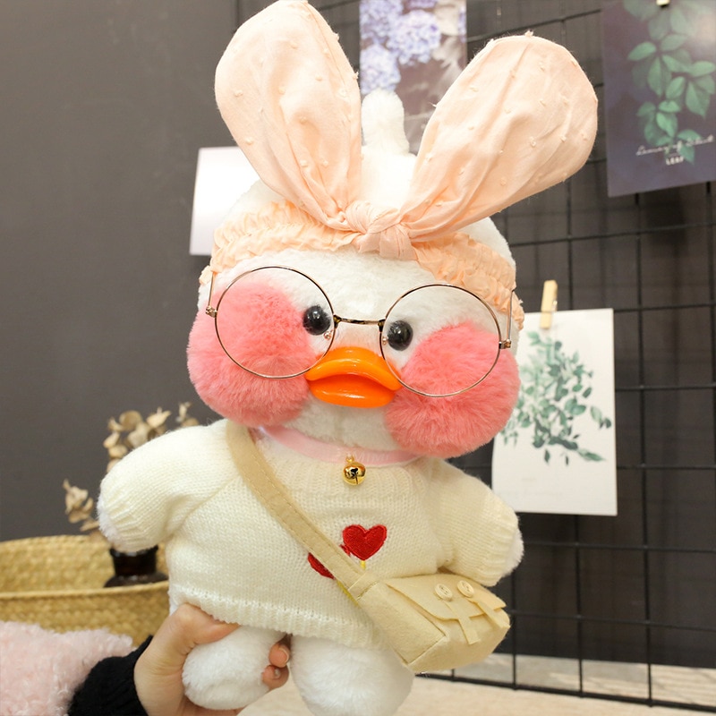 Kawaii Cartoon LaLafanfan 30cm Cafe Duck Plush Toy Stuffed Soft Kawaii Duck Doll Animal Pillow Birthday Gift for Kids Children