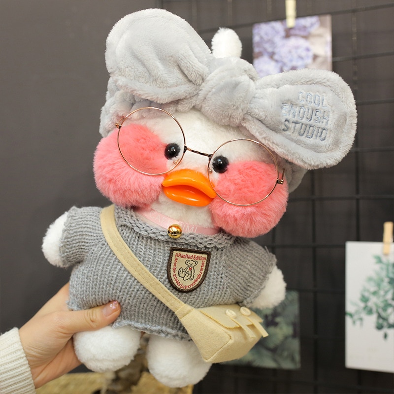 Kawaii Cartoon LaLafanfan 30cm Cafe Duck Plush Toy Stuffed Soft Kawaii Duck Doll Animal Pillow Birthday Gift for Kids Children