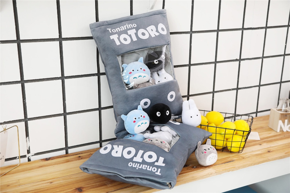 a bag of totoro plush toys 8 pcs plush my neighbour totoro soft doll stuffed cartoon anime animal kids toys totoro pillow