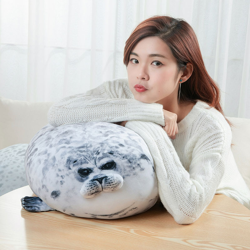 Angry Blob Seal Pillow Chubby 3D Novelty Sea Lion Doll Plush Stuffed Toy Baby Sleeping Throw Pillow Gifts for Kids Girls