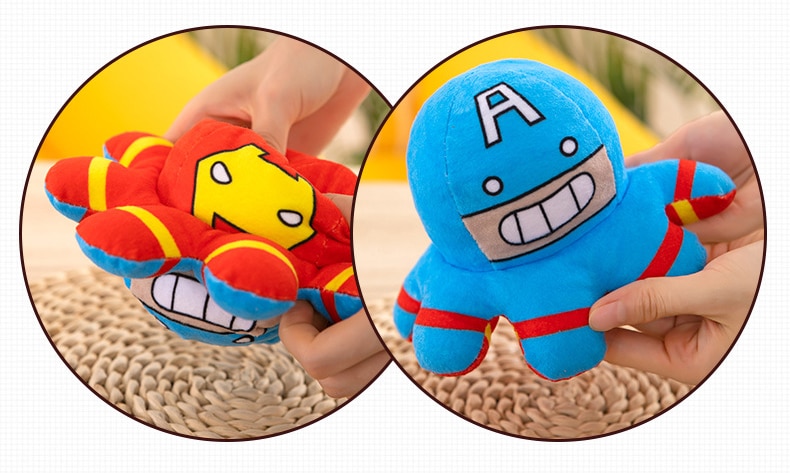 Disney Spiderman Plush Toy Iron Man Captain America Movie And Animation Double-sided Doll Cartoon Gifts For Children