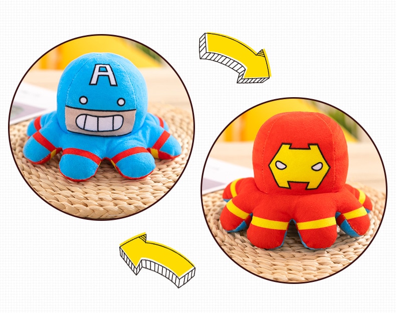 Disney Spiderman Plush Toy Iron Man Captain America Movie And Animation Double-sided Doll Cartoon Gifts For Children