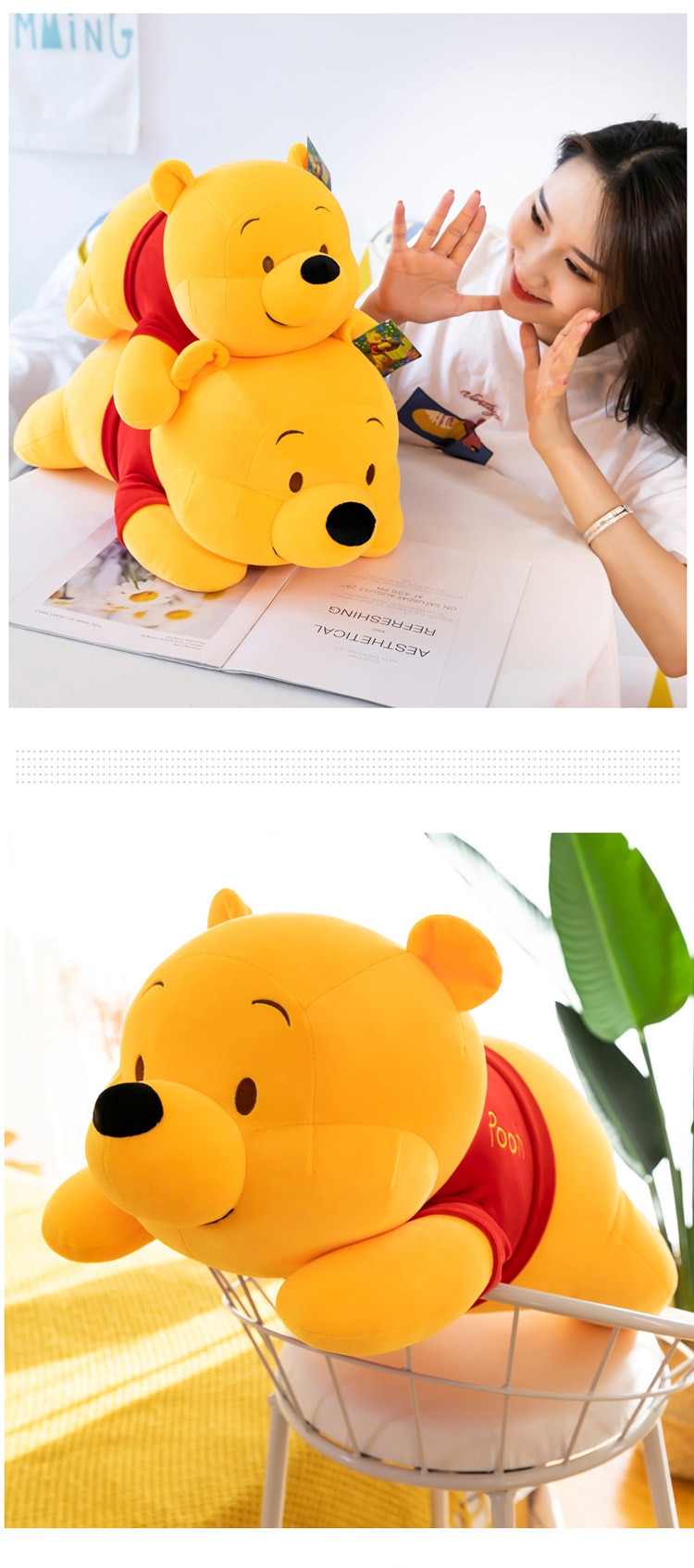 Disney Winnie The Pooh Pillow Toy Soft Plush Doll Cute Cartoon Anime Bear Animal Children's Boy Girl Kid Birthday Festival Gift