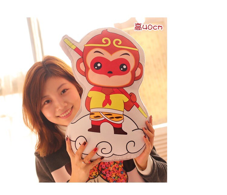 Candice guo cute plush toy Chinese Monkey king Sun Wukong hold Fu pocket bring luck soft pillow cushion birthday Christmas gift