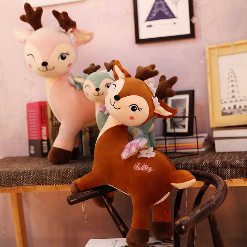 Cute Christmas Deer Plush Stuffed Animal Big Doll Animals Toys Soft Cartoon Dolls Kids Girl Gifts