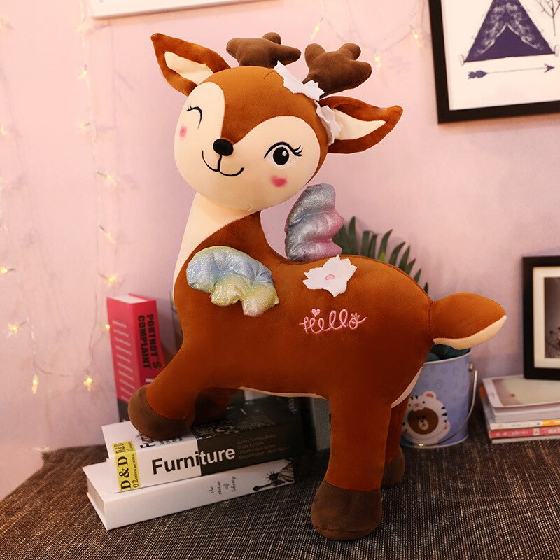 Cute Christmas Deer Plush Stuffed Animal Big Doll Animals Toys Soft Cartoon Dolls Kids Girl Gifts