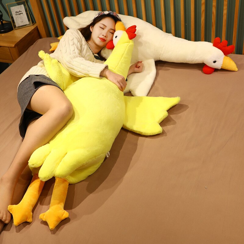 Giant 50-135cm Fluffy Cock Plush Toys Sleeping Pillow Cute Animal Stuffed Swan Chicken Dolls Floor Mat Kids Girls Birthday Gift