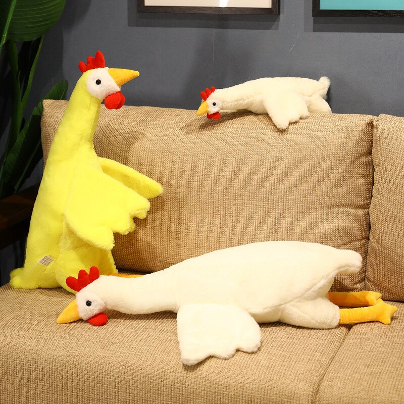 Giant 50-135cm Fluffy Cock Plush Toys Sleeping Pillow Cute Animal Stuffed Swan Chicken Dolls Floor Mat Kids Girls Birthday Gift
