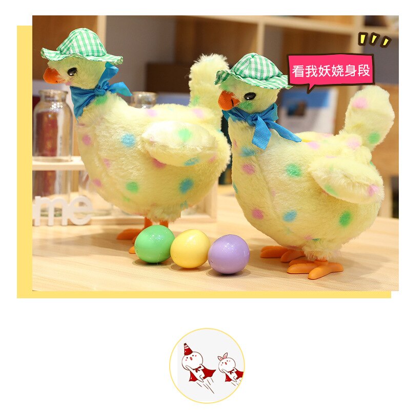 New Arrive 25CM A Hen Chicken Plush Toy Laying Egg Shocked Joke Gift Child Anti-Stress Gadget Fun Game Indoor Or Outdoor