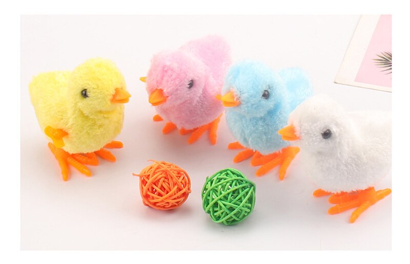 Wind Up Plush Jumping Chicken Hopping Funny Small Bird Toy Clockwork Chick for Kids Baby Toys Gift Popular Random Color