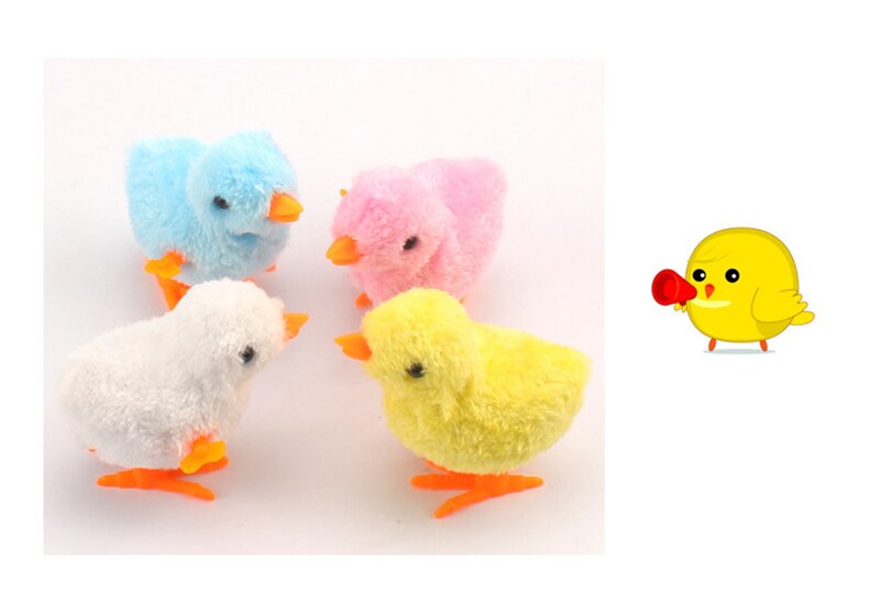 Wind Up Plush Jumping Chicken Hopping Funny Small Bird Toy Clockwork Chick for Kids Baby Toys Gift Popular Random Color