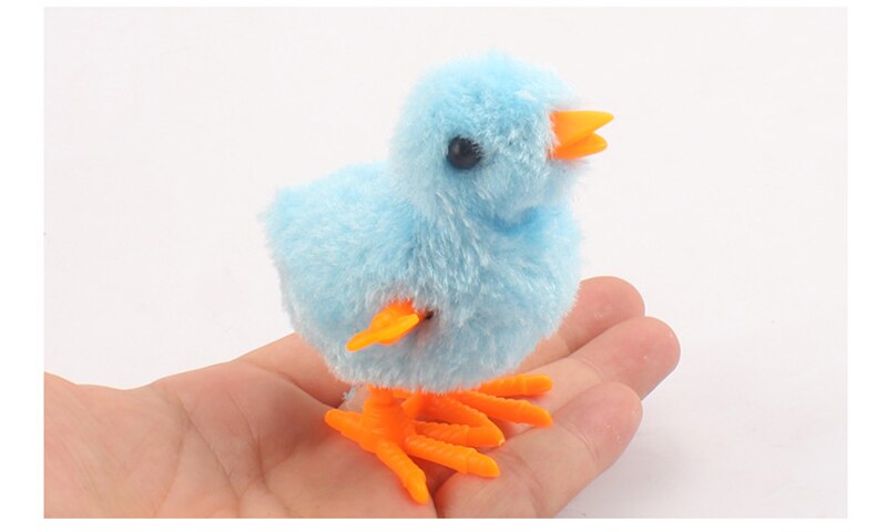 Wind Up Plush Jumping Chicken Hopping Funny Small Bird Toy Clockwork Chick for Kids Baby Toys Gift Popular Random Color