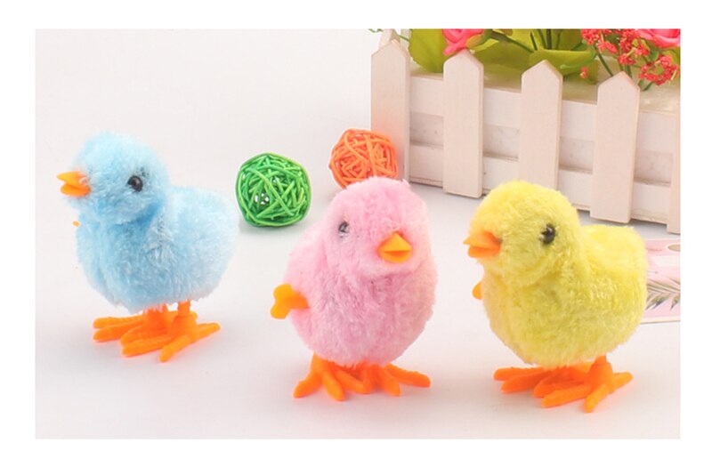 Wind Up Plush Jumping Chicken Hopping Funny Small Bird Toy Clockwork Chick for Kids Baby Toys Gift Popular Random Color